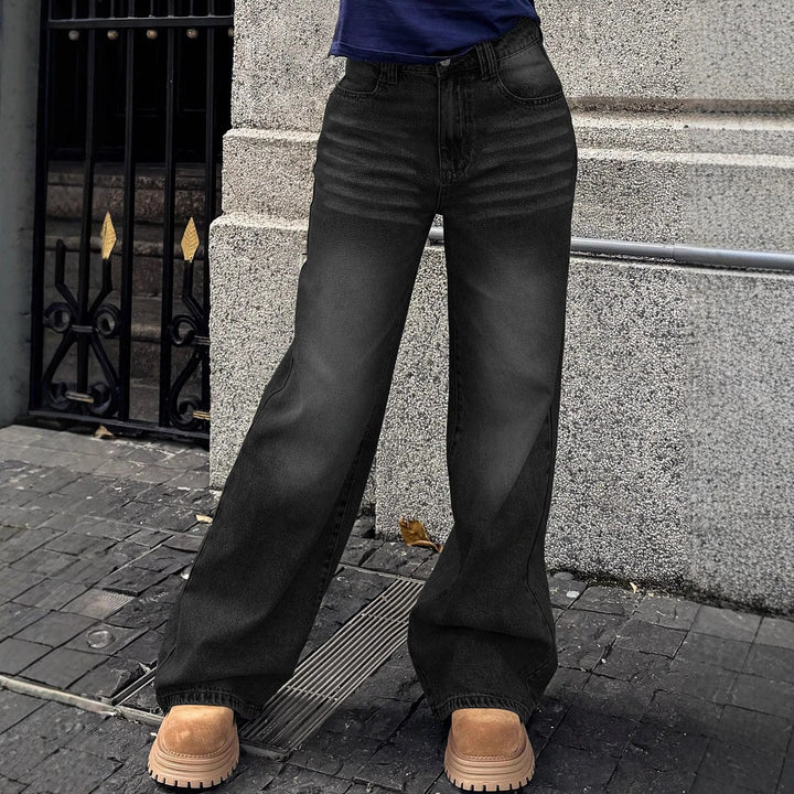 Ladies wide high-waisted denim jeans in baggy style with extra wide leg Mune Fashion