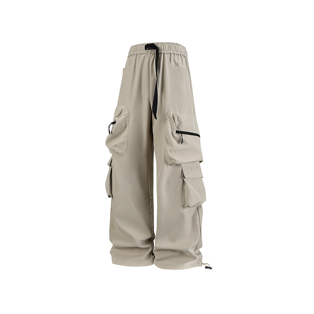 Herren Breite Cargo-Hose im Utility-Design mit elastischem Bund, integrierter Gurt und multifunktionalen Taschen Mune Fashion