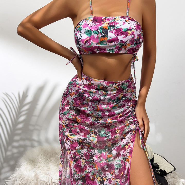 Women's Bikini Set with Floral Midi Skirt Mune Fashion
