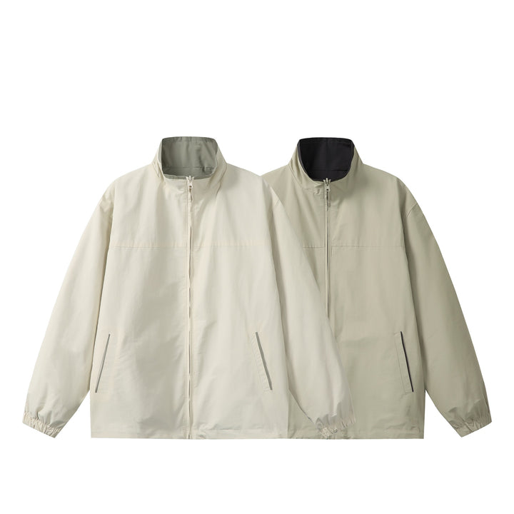 Unisex Lightweight Boxy Windbreaker with High Stand Collar and Drawstring Mune Fashion