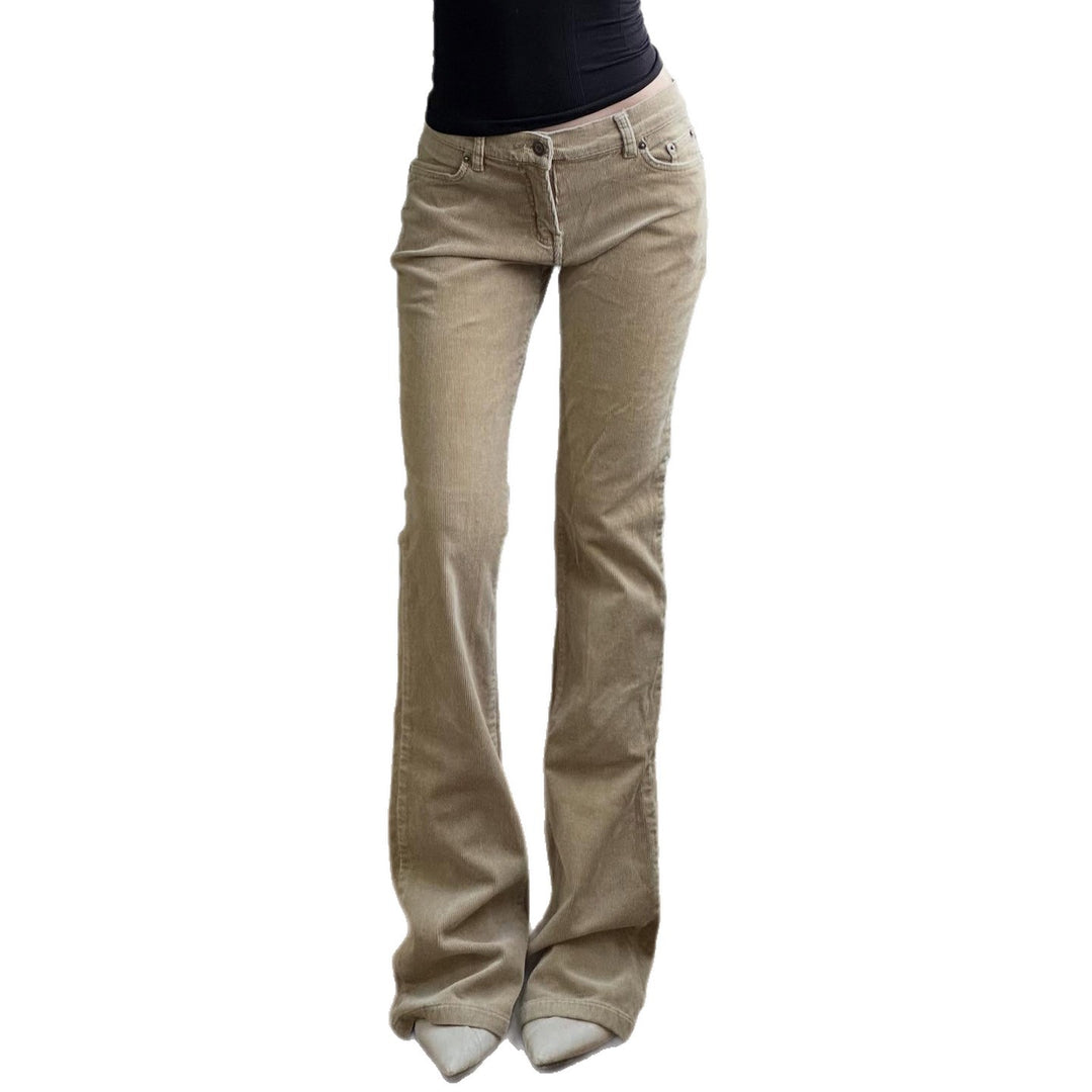 Women Nan Corduroy Flared Pants with High Waist, Shaping Seams and Wide Bootcut Mune Fashion