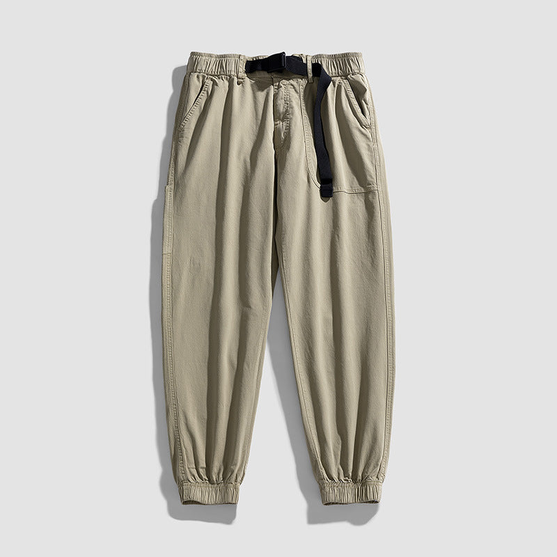 Herren Casual-Joggerhose aus Baumwoll‑Twill mit elastischem Bund, integriertem Webgürtel und geripptem Knöchelabschluss Mune Fashion
