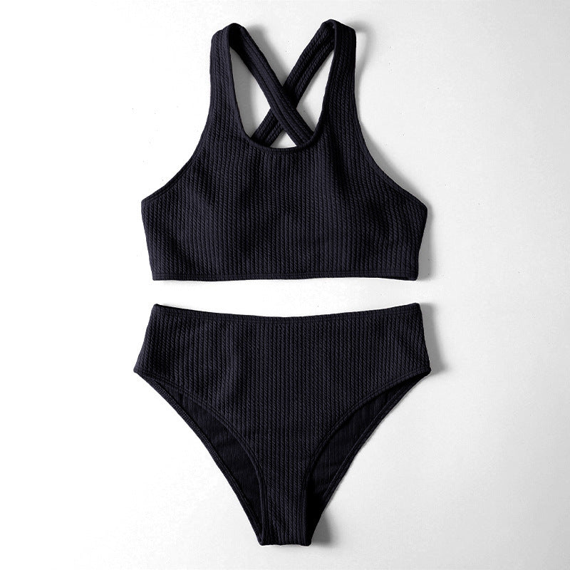 Women's sporty bikini set with high-cut briefs and fashionable back strap Mune Fashion