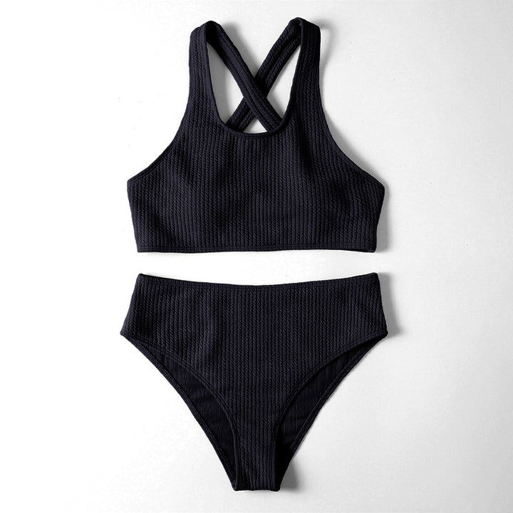 Women's sporty bikini set with high-cut briefs and fashionable back strap Mune Fashion