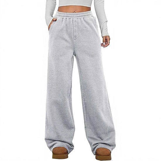 Women's High-Waisted Fleece Lounge Pants with Wide Leg Mune Fashion