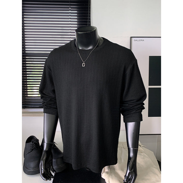 Men's Ribbed Long Sleeve Shirt made of Fine Knit with Round Neckline Mune Fashion