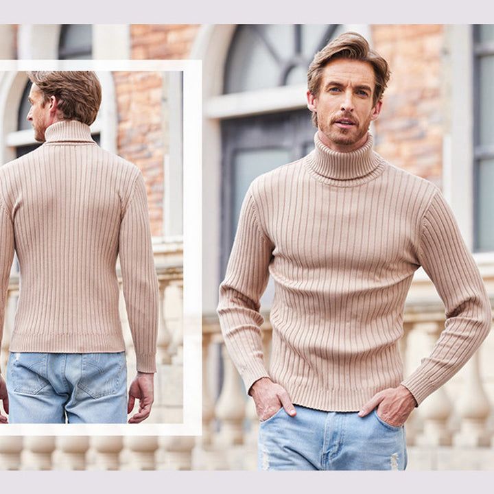 Men's ribbed turtleneck sweater made of fine knit with a tailored silhouette Mune Fashion