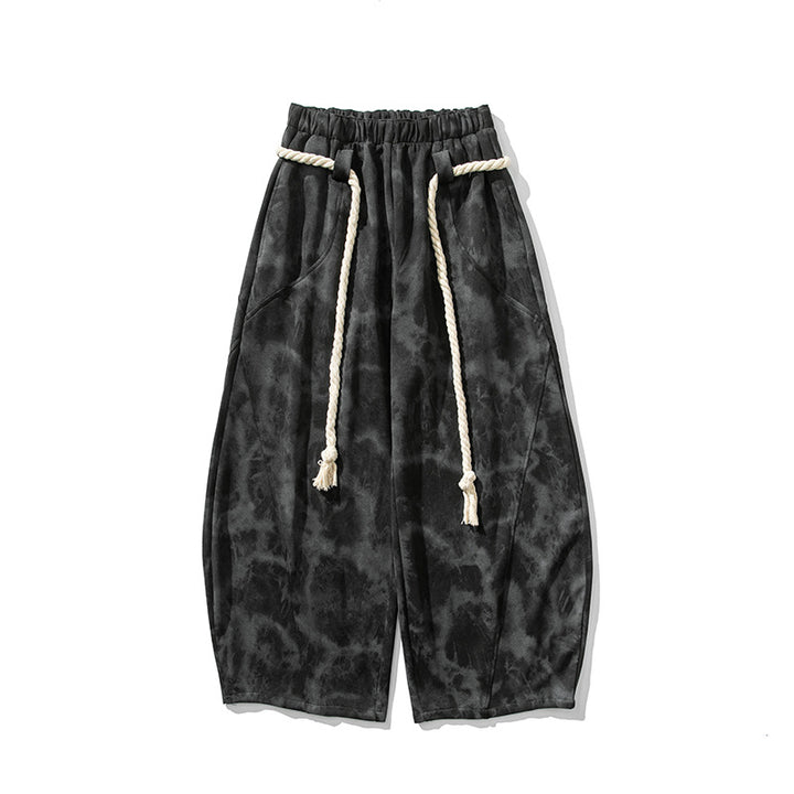 Men's Extra Wide Batik Lounge Pants in Baggy Cut with Decorative Drawstring Mune Fashion