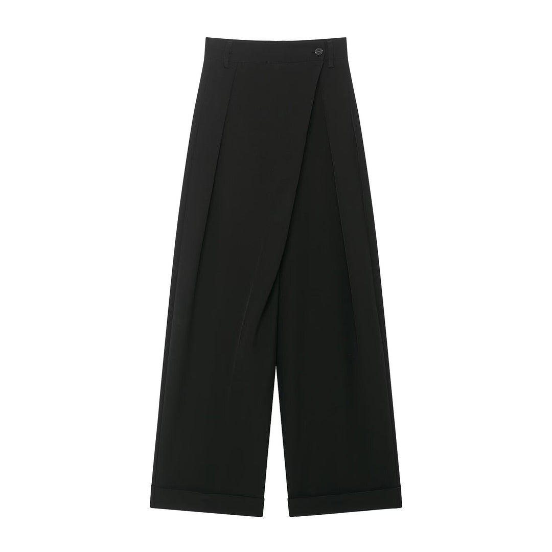 Women's Culotte Pants with Wrap Front and Wide Leg Mune Fashion