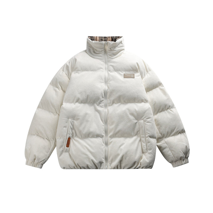 Unisex Boxy quilted short jacket with high funnel collar and teddy fleece look Mune Fashion