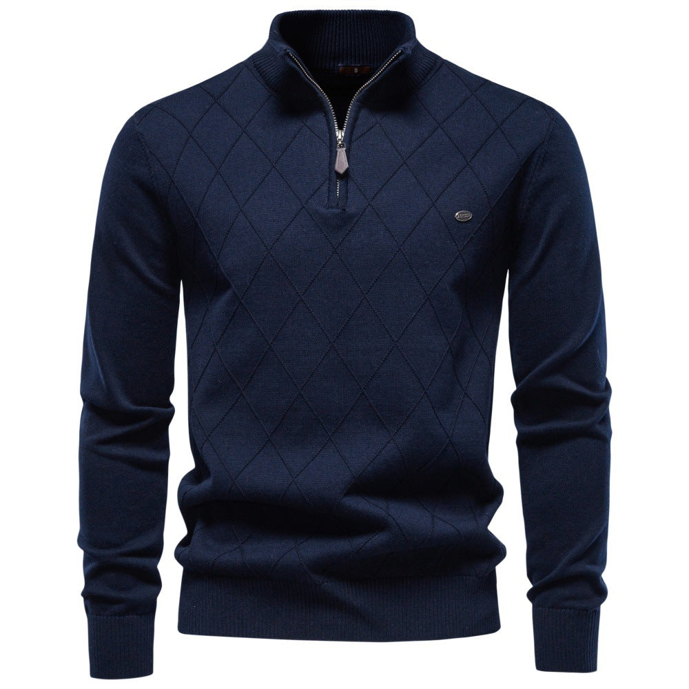 Men's knitted sweater with turtleneck and diamond pattern Mune Fashion