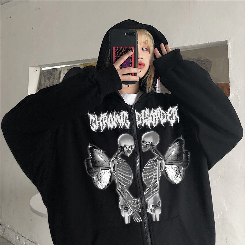 Women's hoodie jacket with full zipper and ribbed heart print Mune Fashion