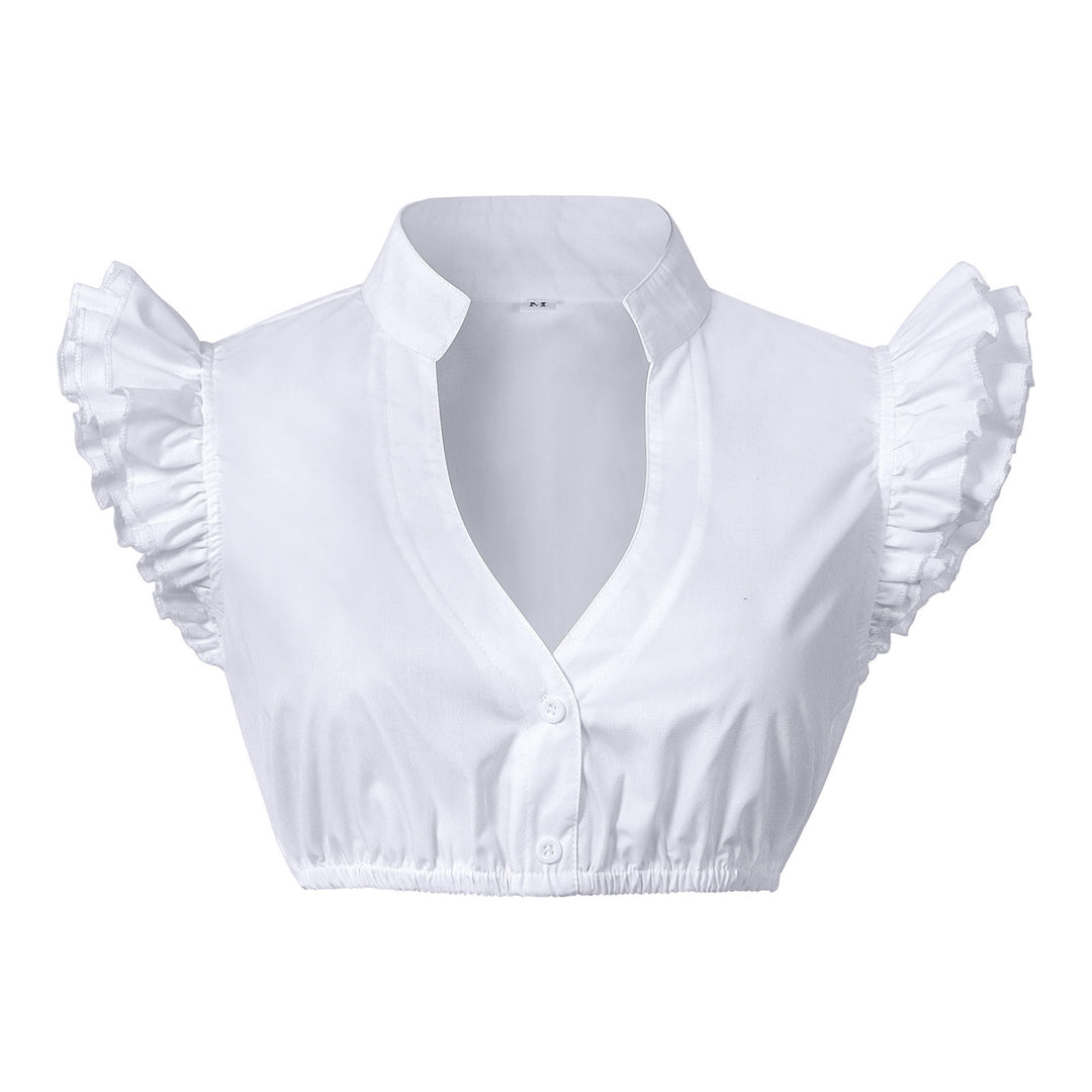 Ladies nan short-cut ruffle blouse in dirndl style with lacing Mune Fashion