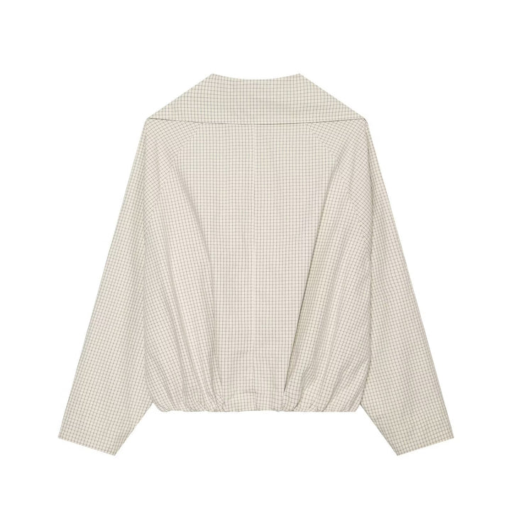 Women Short Jacket Double-Breasted Trench with Oversized Sailor Collar and Elastic Hem Mune Fashion