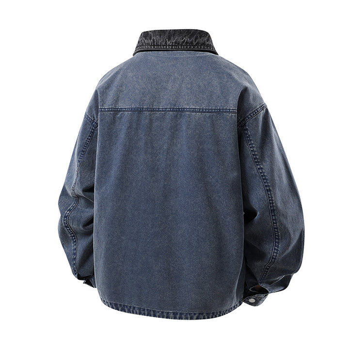 Men's Fashion Denim Jacket with High Collar and Practical Pockets Mune Fashion