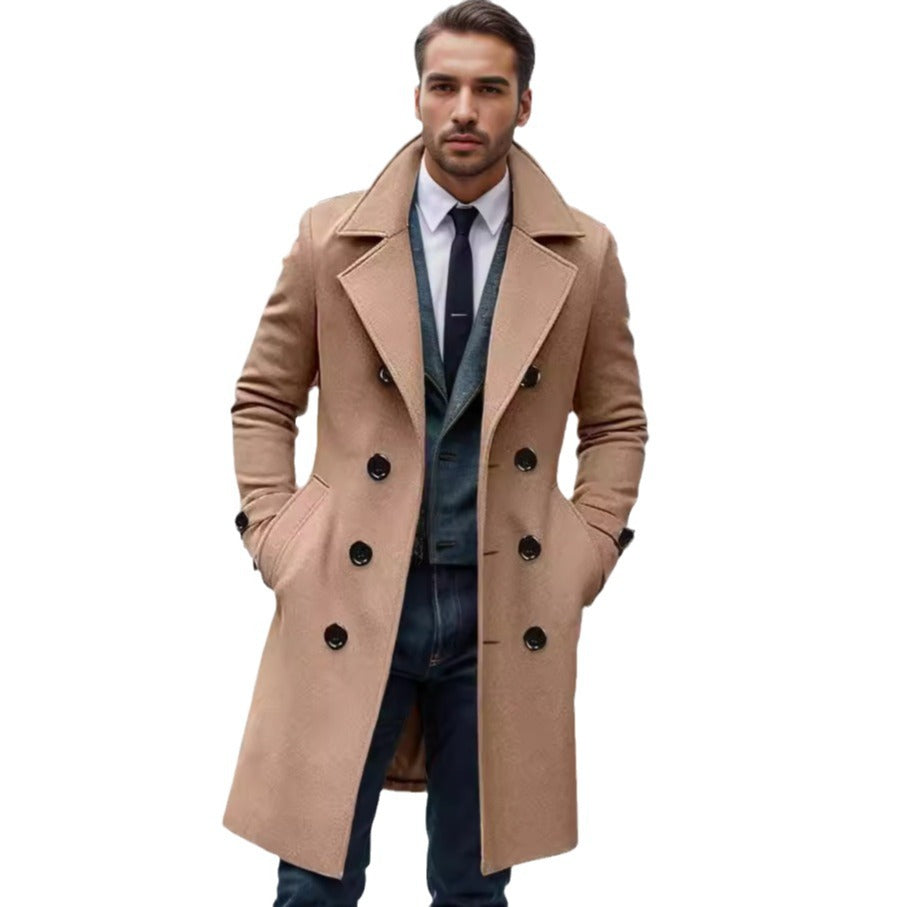 Men's double-breasted wool coat with wide lapels and fitted silhouette Mune Fashion