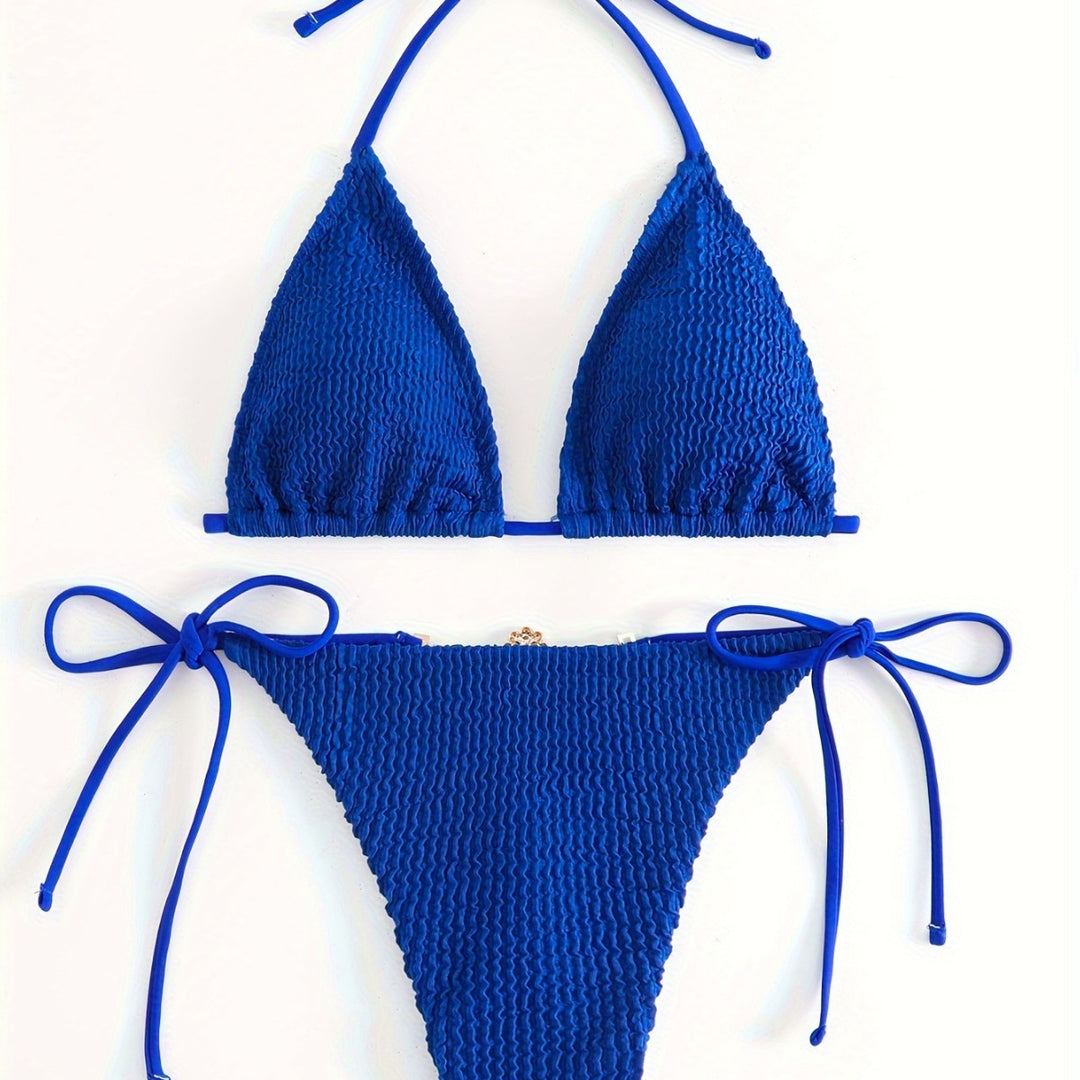 Women Triangle Bikini Set with Adjustable Ties Mune Fashion