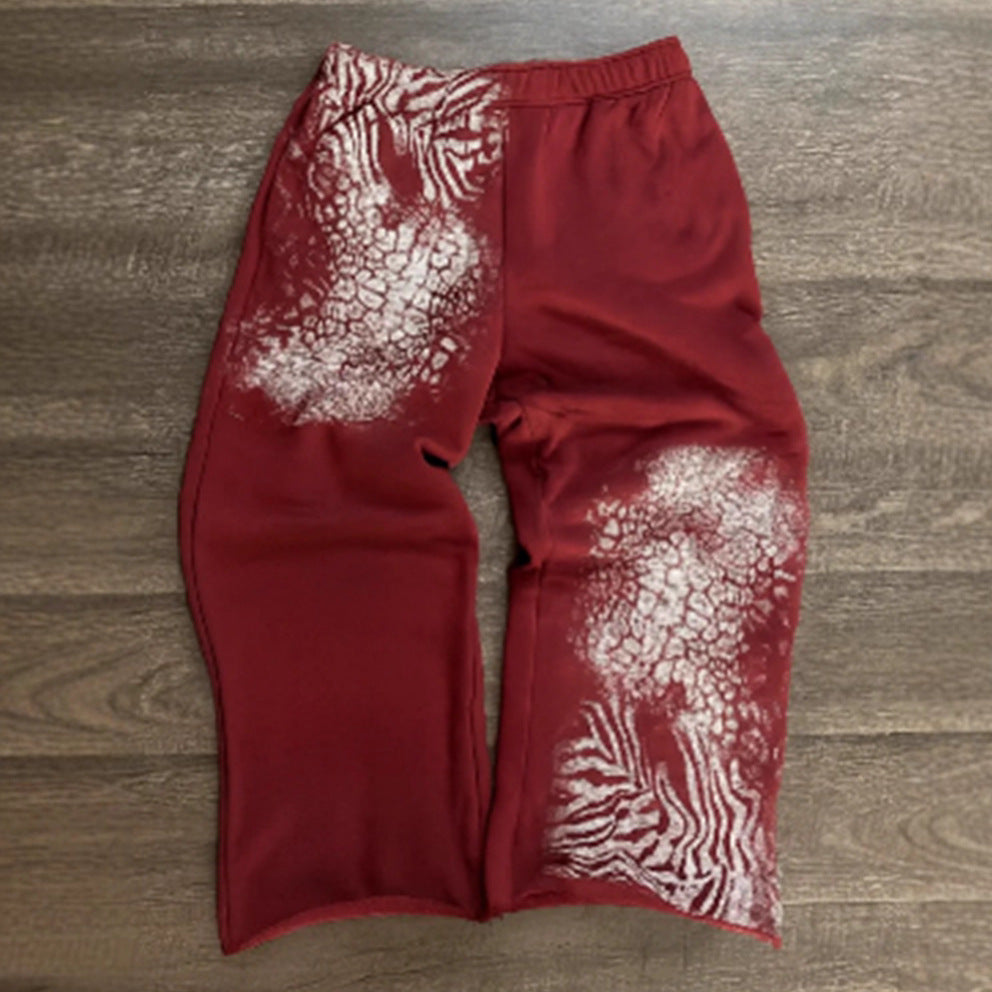 Women nan loose sweatpants with asymmetrical animal print, elastic comfort waistband and straight leg Mune Fashion