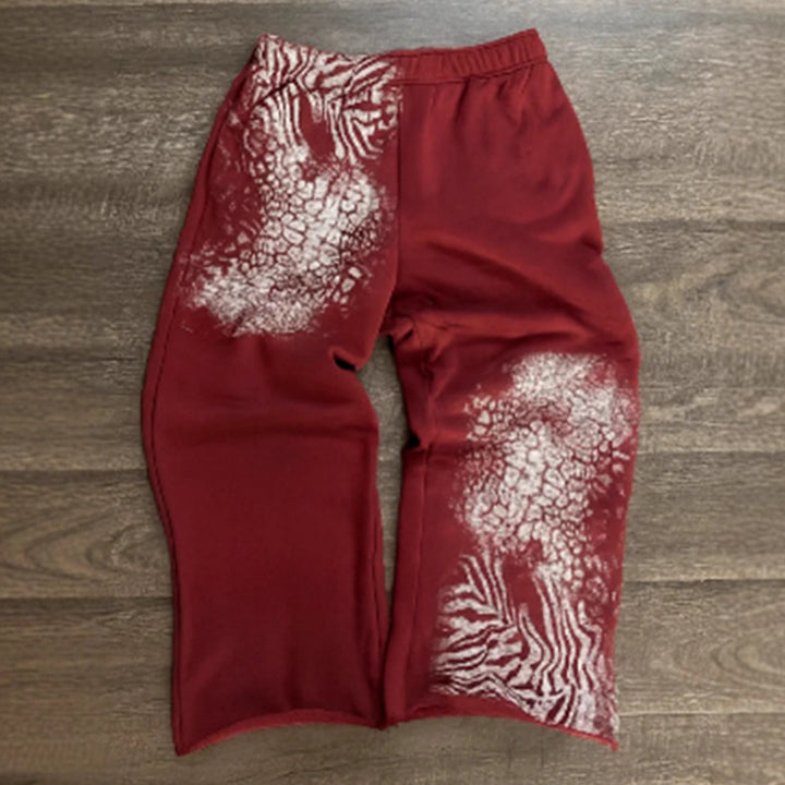 Women nan loose sweatpants with asymmetrical animal print, elastic comfort waistband and straight leg Mune Fashion