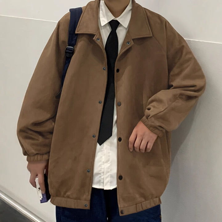 Men's Oversized Coach Jacket made of Microfiber with Snap Button Closure Mune Fashion