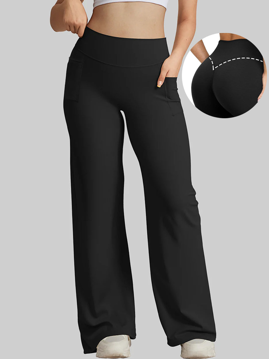 Women's sporty high-waisted leisure pants with pockets Mune Fashion