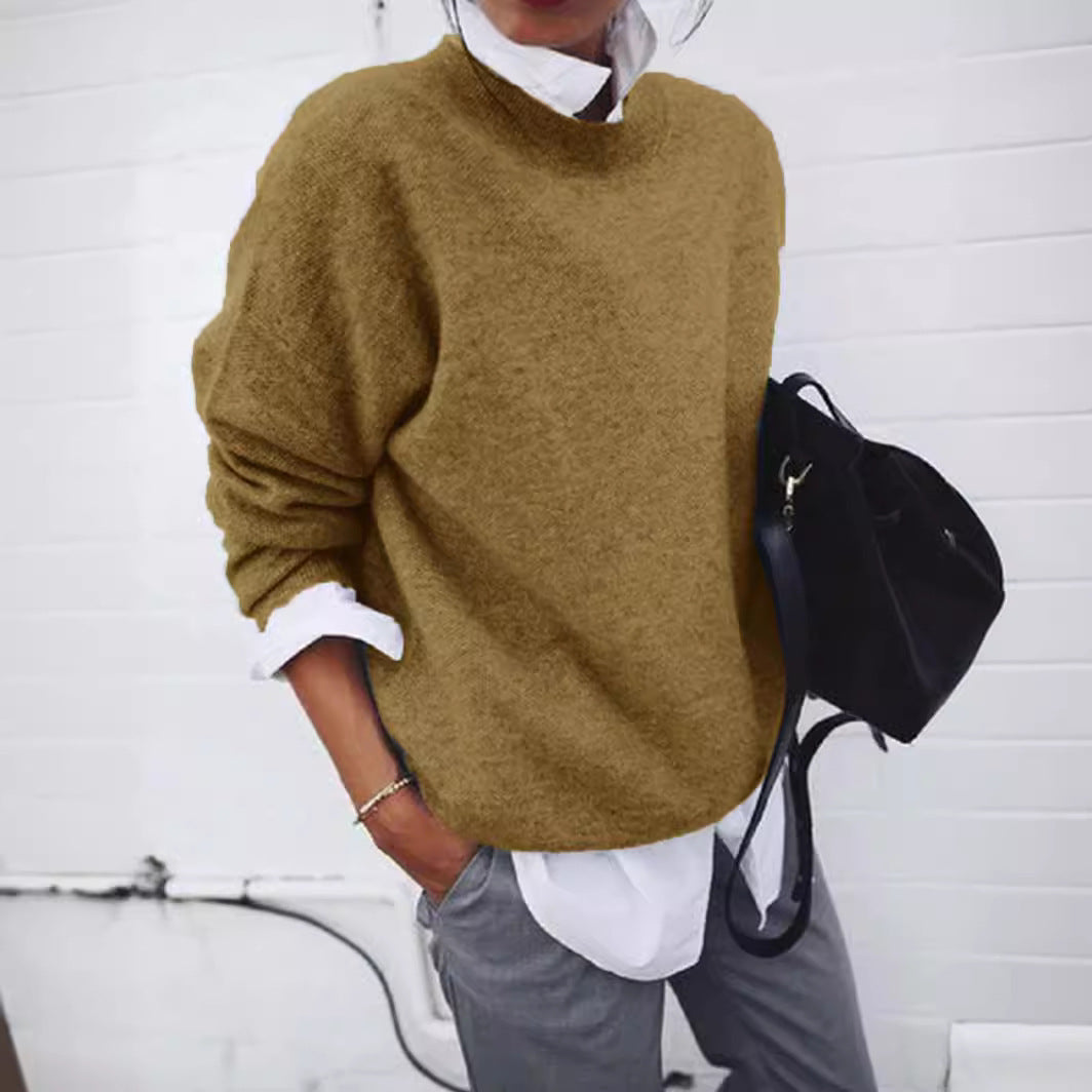 Women Oversize Cuddly Knit Sweater with Loose Fit, Dropped Shoulder and Mohair Look Mune Fashion