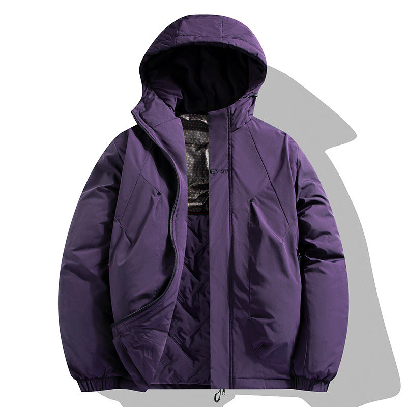 Men's Insulated Padded Hooded Jacket with Thermal Insulation, Two-Way Zipper & Drawstring Hem Mune Fashion