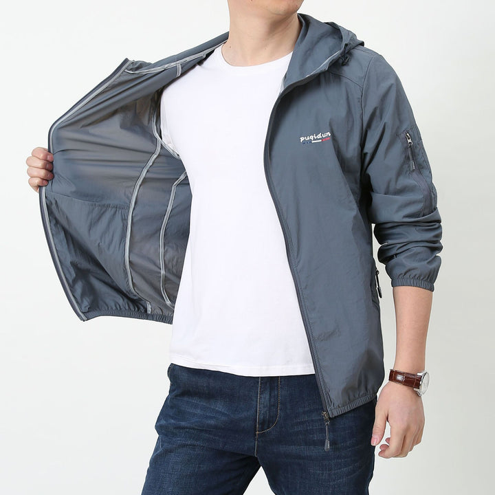 Men's Light Windbreaker Jacket with Adjustable Hood Mune Fashion 1787797828