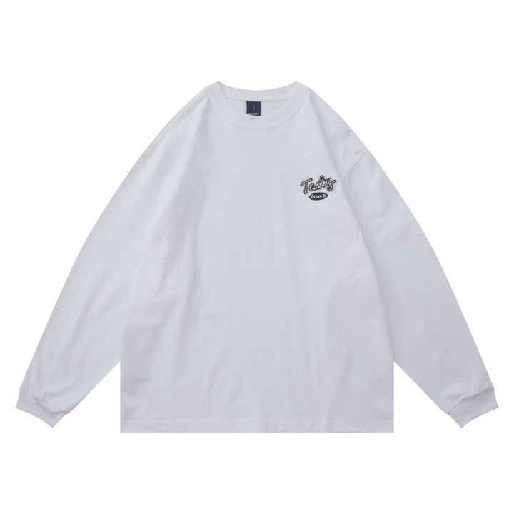 Unisex Oversize-Longsleeve shirt made of cotton blend with chest embroidery and ribbed crew neck Mune Fashion