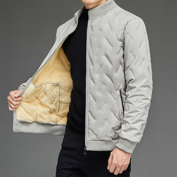 Men's lightweight quilted city insulation jacket with diagonal structure, stand-up collar, and two-way zipper Mune Fashion