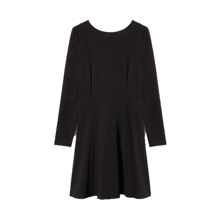 Women's Elegant flowing chiffon dress with gathered waist yoke, long balloon sleeves and tie collar Mune Fashion