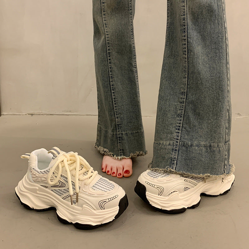 Women's Sporty Chunky Sneakers with Breathable Surface and Cushioning Sole Mune Fashion