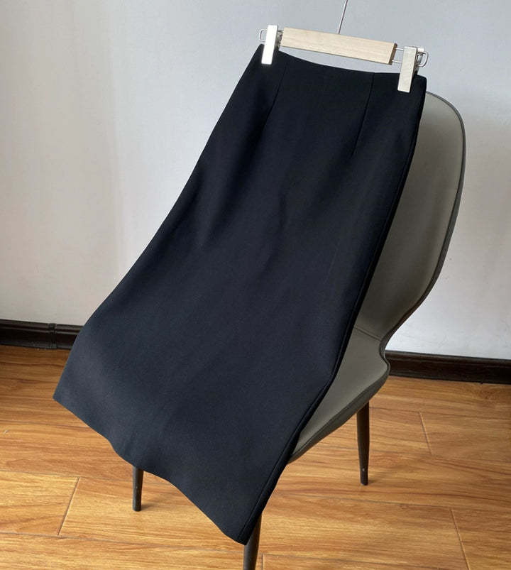 Women Tailored Midi Skirt in Straight Silhouette made of Fine Stretch-Crepe Mune Fashion