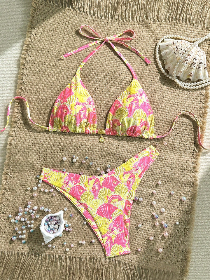 Women Triangle Bikini with Floral Patterns Mune Fashion