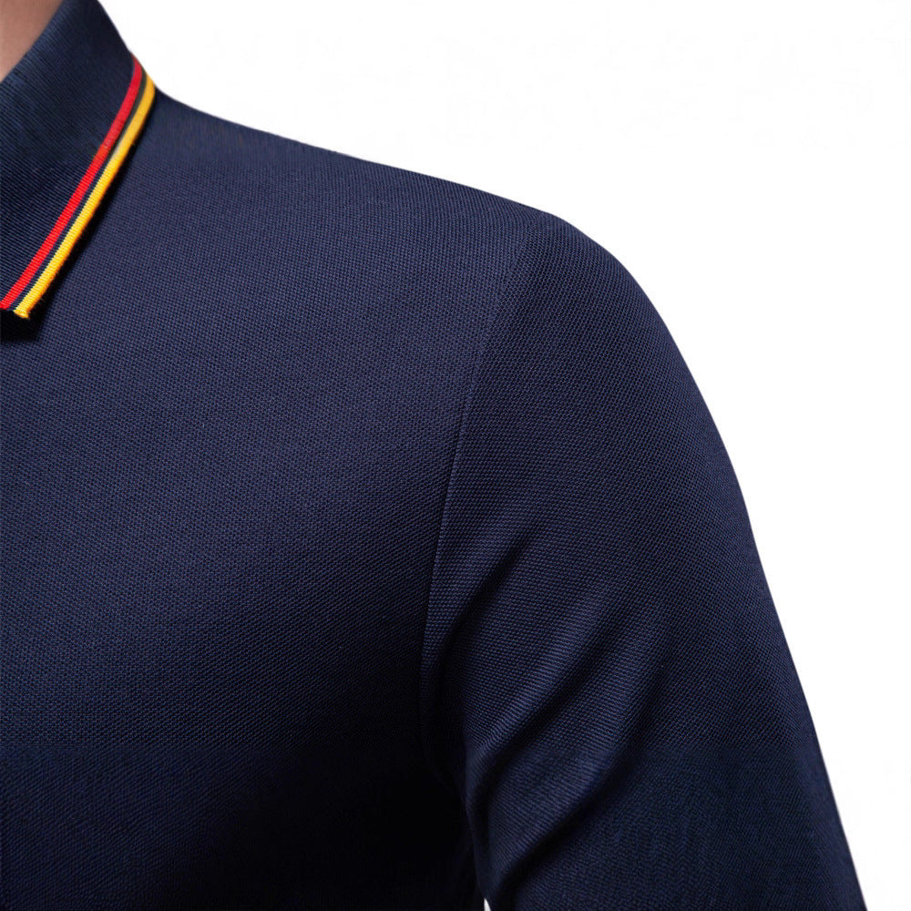 Men's tailored long-sleeve polo made of fine cotton pique with concealed button placket and ribbed cuffs Mune Fashion