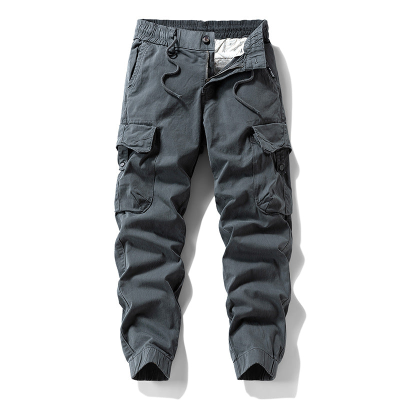 Men's Durable Twill Cargo Pants in Jogger Cut with Drawstring Waist, Applied Flap Pockets and Ribbed Cuffs Mune Fashion