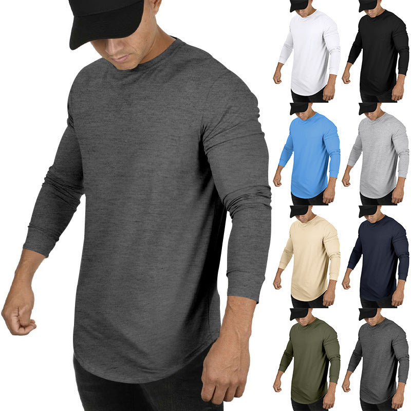 Men's long-sleeve shirt with extended round hem and slim fit made of elastic functional jersey Mune Fashion