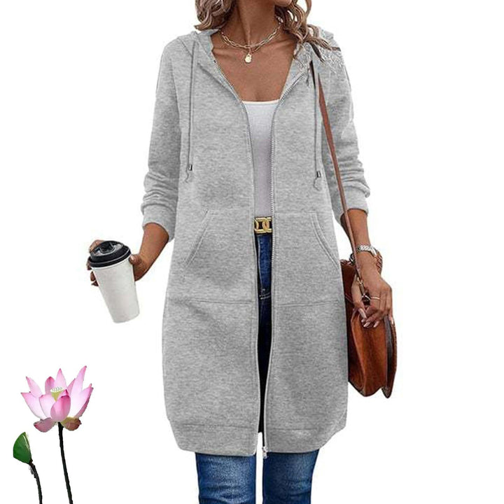 Women's Long Hooded Coat with Pockets