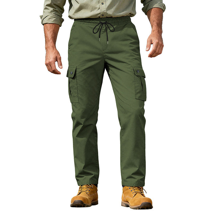 Men's Utility Cargo Pants with Elastic Waistband, Adjustable Drawstring and Multiple Pockets Mune Fashion