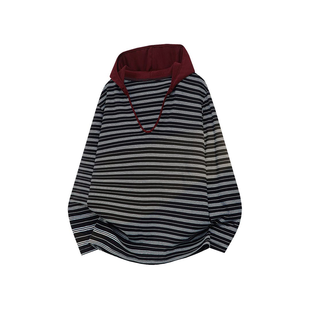 Unisex Oversize Hoodie with deep V-neck and fine striped pattern Mune Fashion
