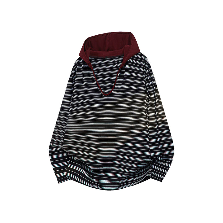 Unisex Oversize Hoodie with deep V-neck and fine striped pattern Mune Fashion
