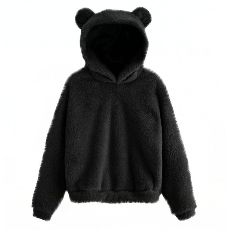 Women's Cozy Teddy Fleece Hoodie with Bear Ears and Oversized Fit Mune Fashion