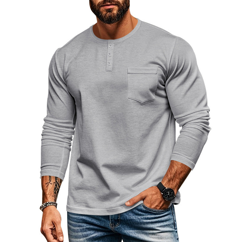 Men's slim long-sleeve button shirt with short button placket and chest pocket Mune Fashion