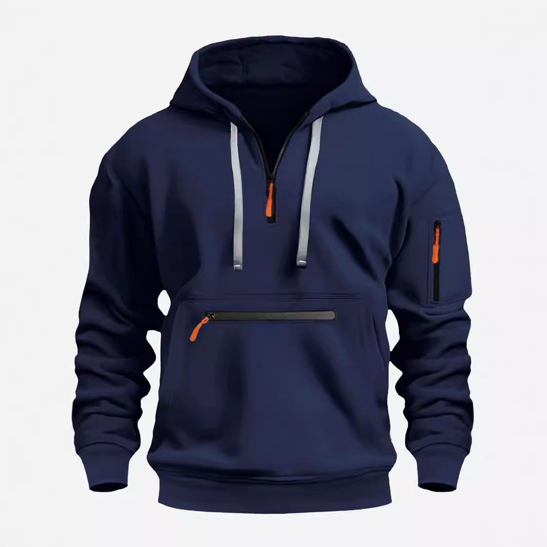 Men's nan technical half-zip hoodie with front zip pocket and sleeve pocket Mune Fashion