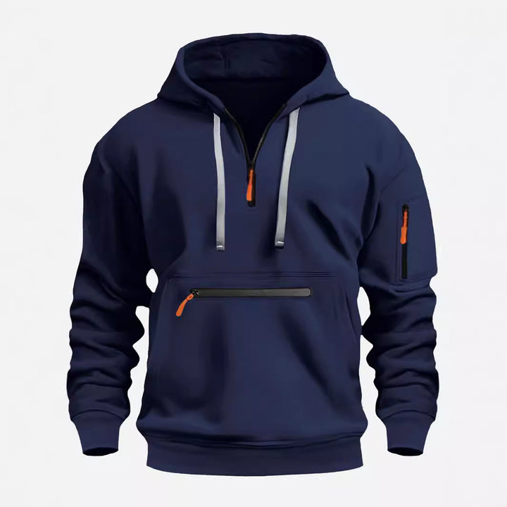 Men's nan technical half-zip hoodie with front zip pocket and sleeve pocket Mune Fashion