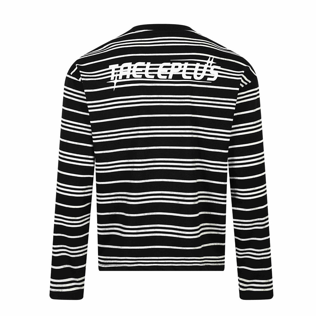 Unisex Striped Long Sleeve T-Shirt with Round Neck and Fine Logo Embroidery Mune Fashion