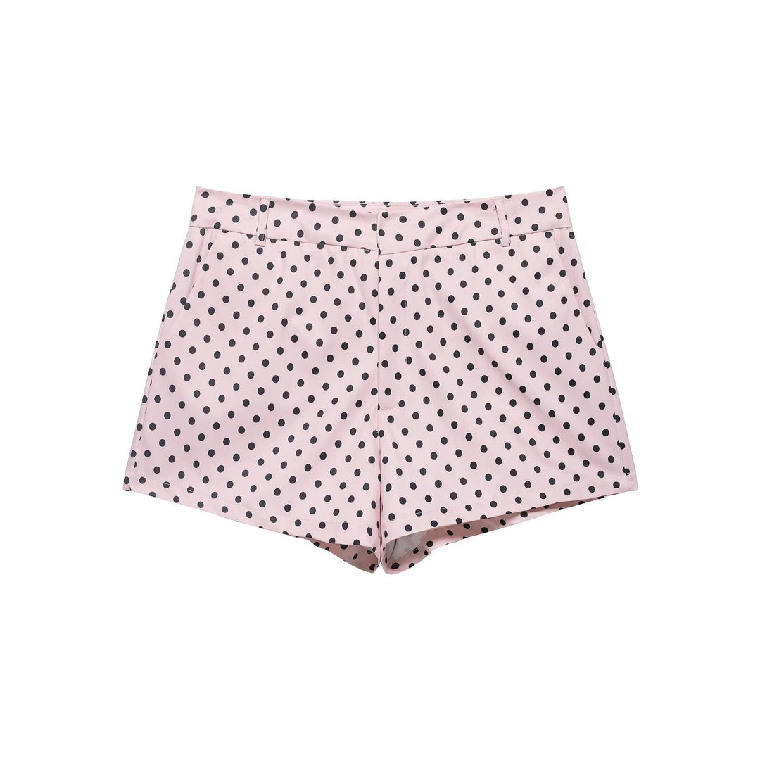 Women's wide High-Waist flared trousers with polka dot print and elastic waistband Mune Fashion