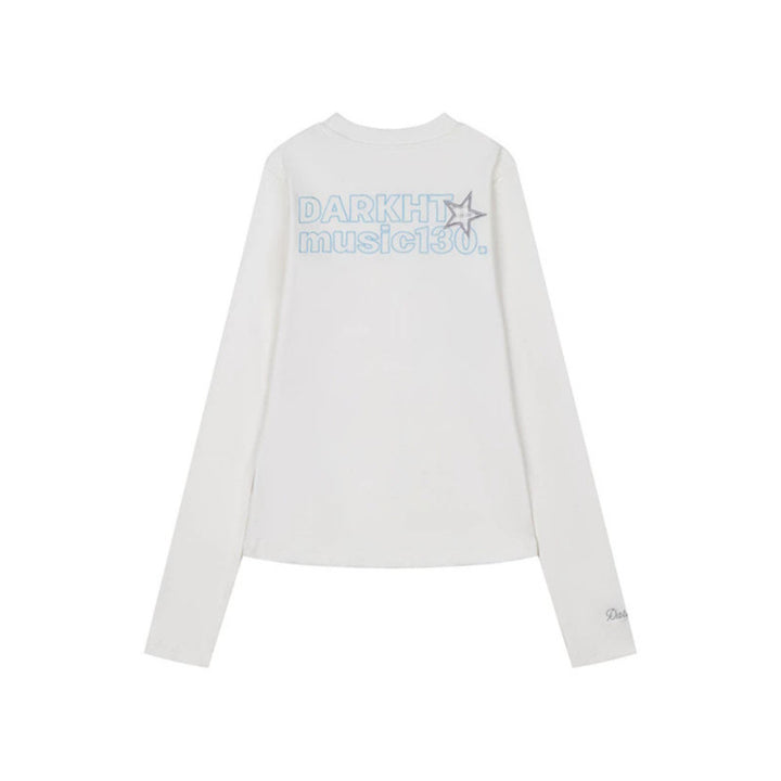 Women's long sleeve shirt with sequin collar and music note appliqués Mune Fashion