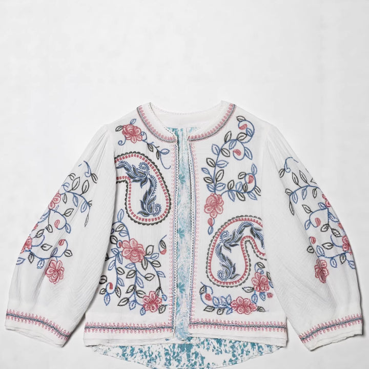 Women Quilted Kimono Jacket with Floral Embroidery Mune Fashion