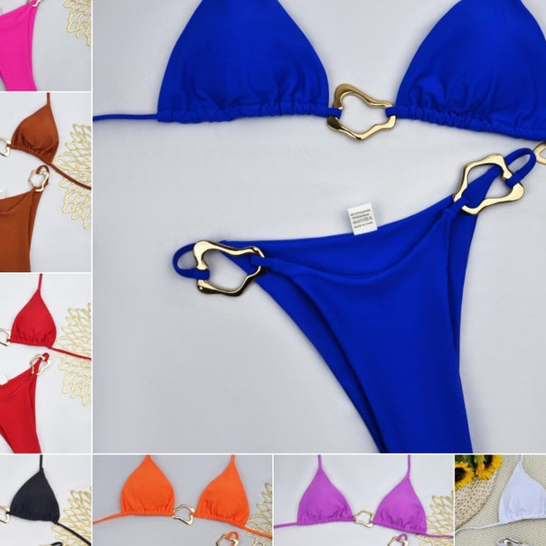 Women's Triangle Bikini with Elegant Gold Details Mune Fashion